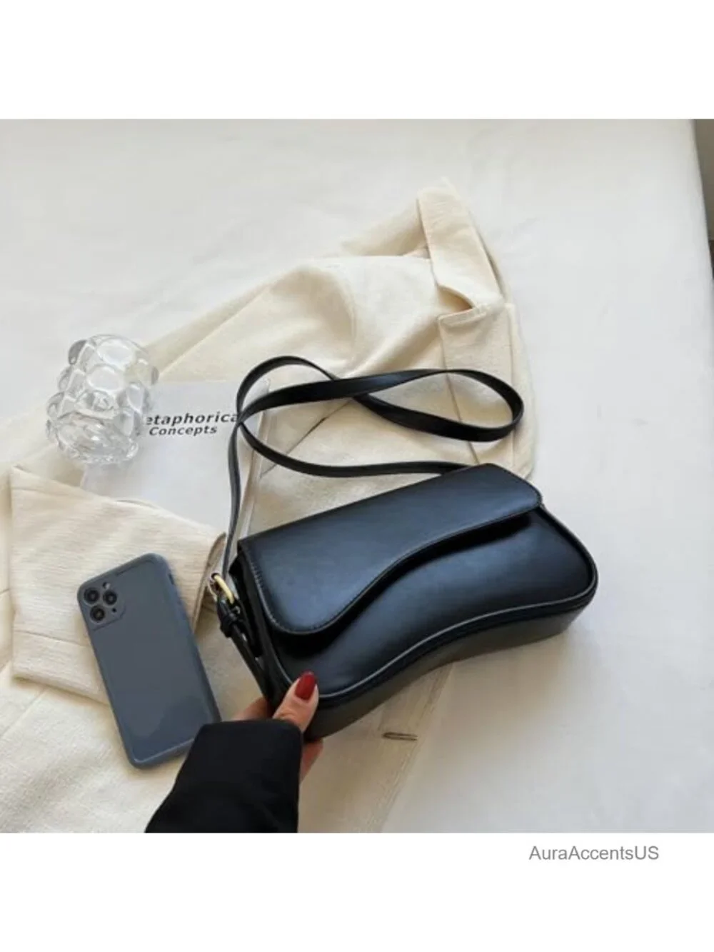 Vegan Leather Hobo Shoulder Bag Crossbody Purse with Adjustable Strap
